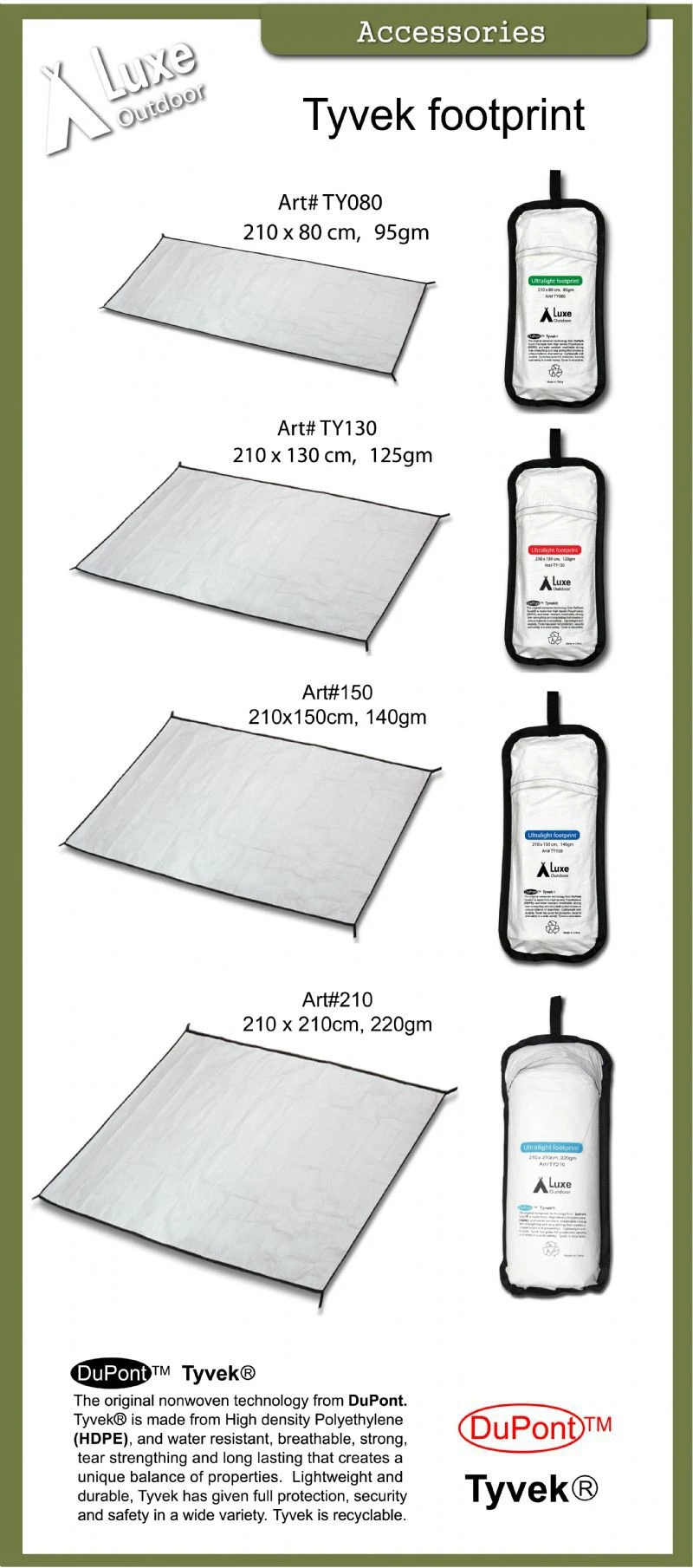 Luxe Outdoor Tyvek Ultralight Footprint 210 X 130 Cm 3 Luxe Outdoor Tyvek Ultralight Footprint 210 X 130 Cm – Image 2